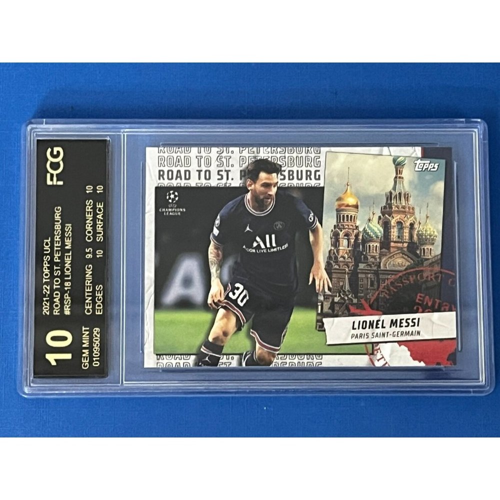 2021-22 Topps UCL Lionel Messi Road to St Petersburg #RSP-18 Graded 10 GEM MT